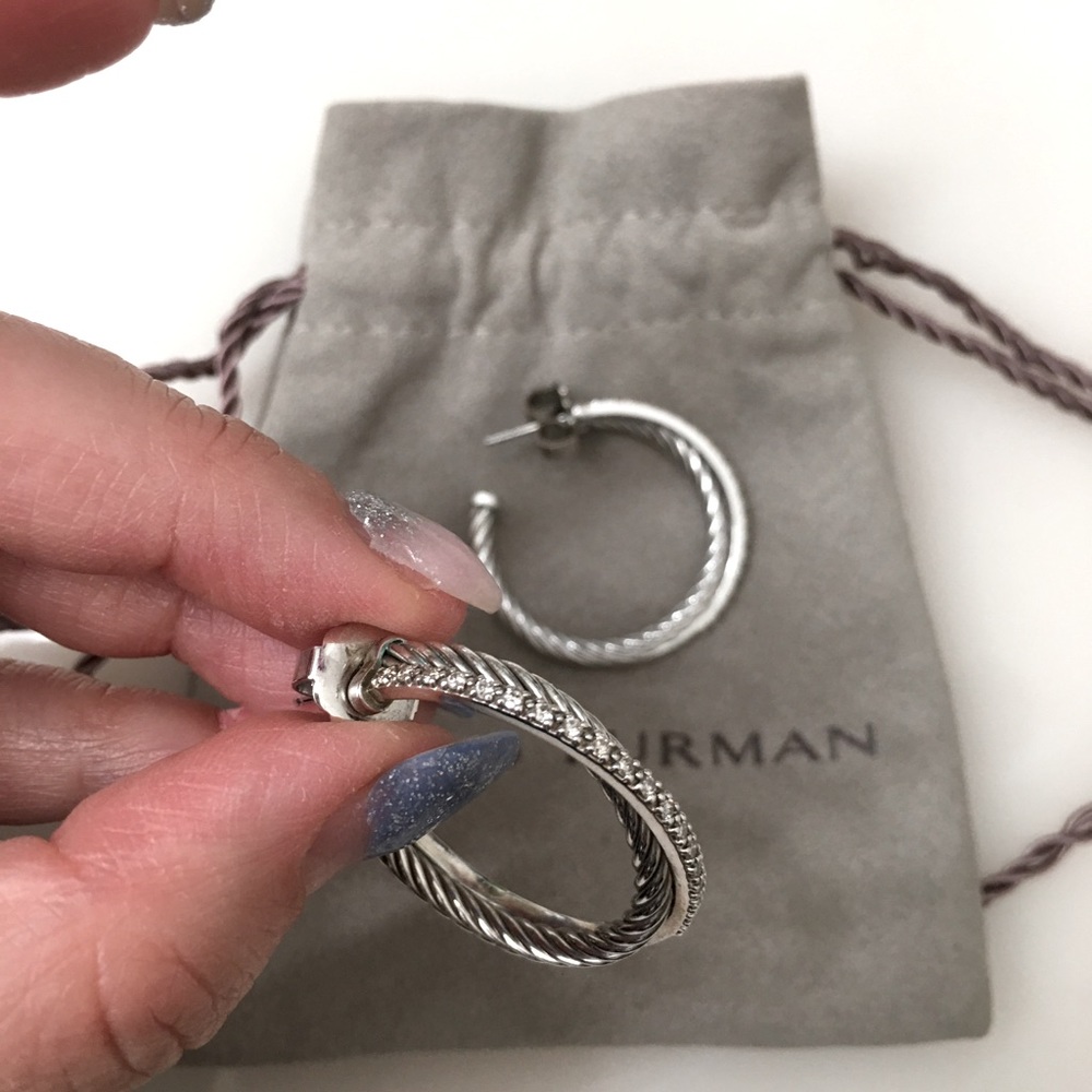 Authentic David Yurman Crossover Med Hoop Earrings